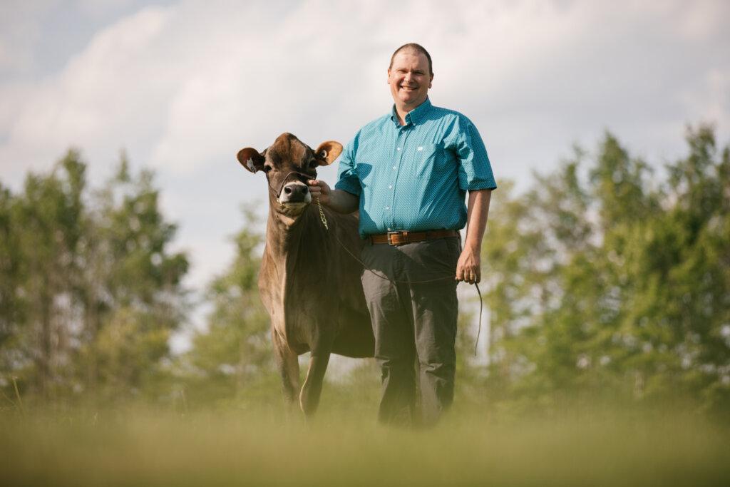 man with cow